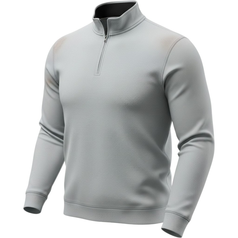 Lands‎ End Mens 2XL Quarter Zip Pullover Light Blue Ribbed Knit Sweater 50-52